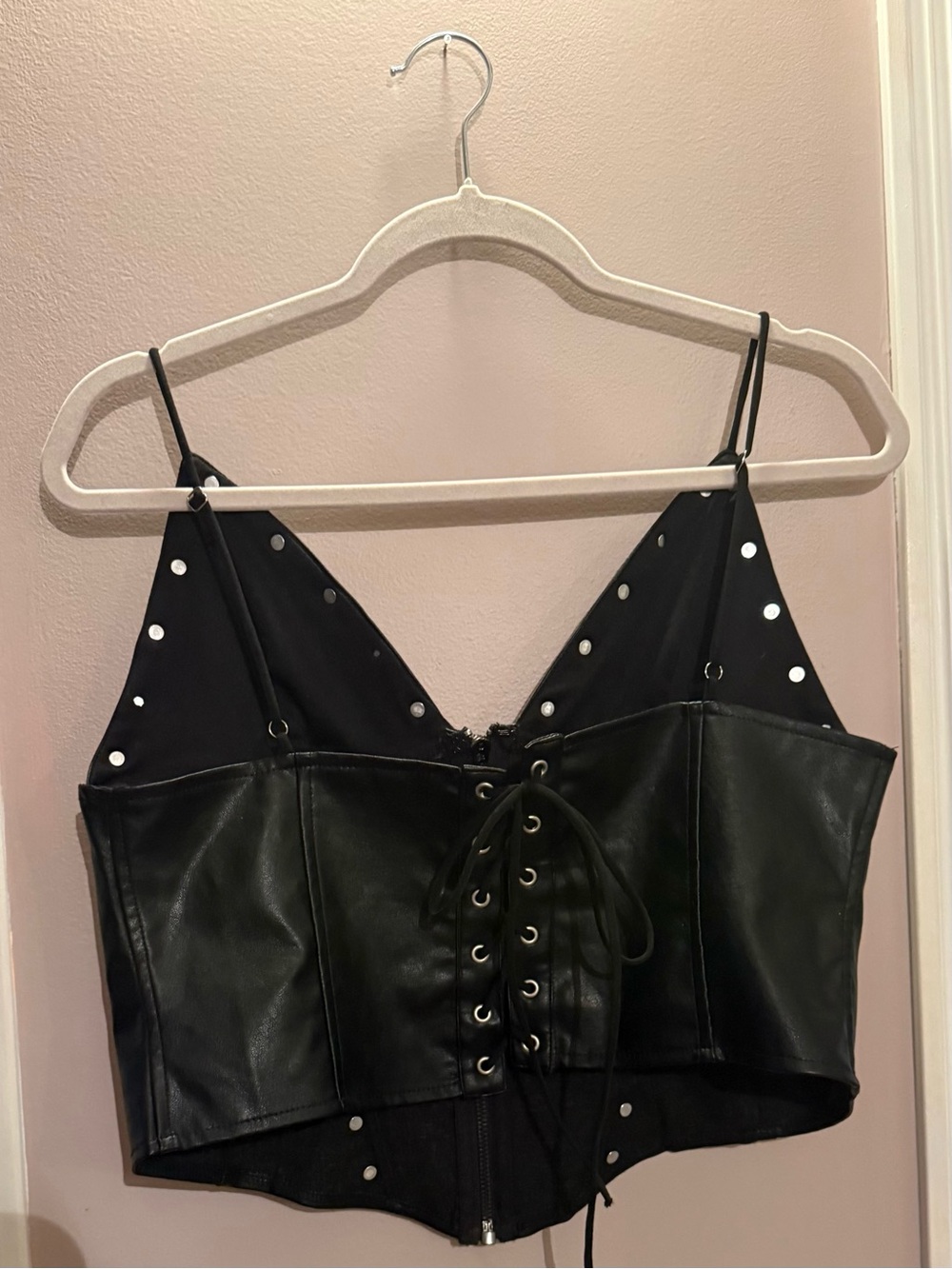 Fashion Nova Black Faux Leather Lace-Up Corset Top - Picture 2 of 4